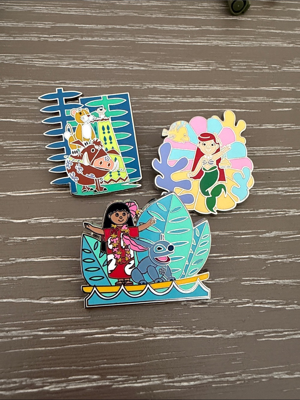 Colorful Hawaiian Character Enamel Pin Set - Blue, Teal, Pink